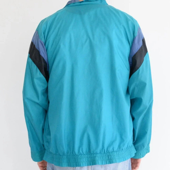 Vintage 90'S Great Canadian Rugged Wear Teal In Blue Zip Up Windbreaker Jacket - Picture 4 of 14